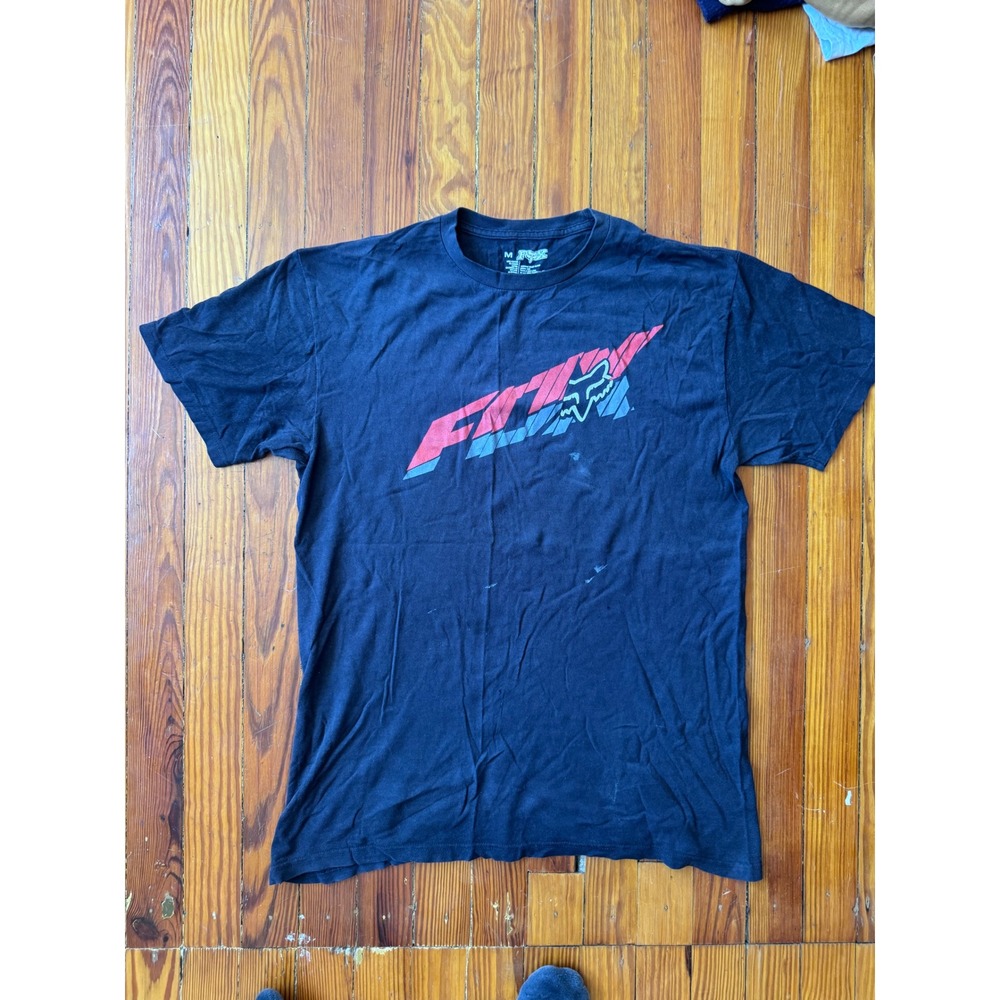 Fox Racing Mens Graphic T-Shirt Black Short Sleeve Cotton Logo Tee Size M